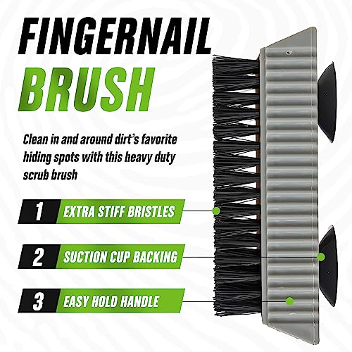 Grip Clean - Heavy Duty Nail Brush for Cleaning Fingernails - Nail Cleaning Scrub Brush for Men & Women - Mechanic Brush. Nail Brush Cleaner for Hands & Under Nails. Stiff Bristle Brush