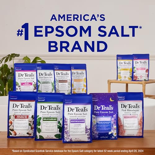 Dr Teal's Epsom Salt Magnesium Soak, Cannabis Sativa Hemp Seed Oil, 3 lbs (Pack of 4)