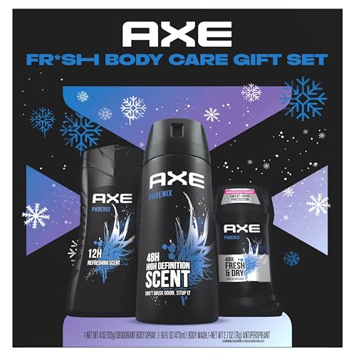 AXE Phoenix Fresh Gift Set for Men Body Wash, Spray & Antiperspirant, 48H Protection, Crushed Mint & Rosemary Scent (3 Piece Set)