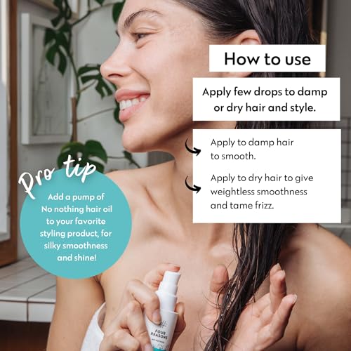 No nothing Hair Oil — Weightless Vegan Hair Serum for curly, frizzy, damaged or dry hair. Smoothing Anti frizz hair care control products. Paraben and sulfate free, fragrance-free