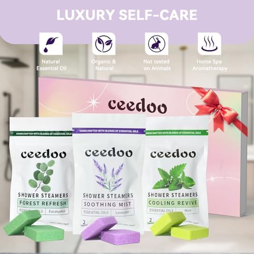 Shower Steamers Aromatherapy 6 Pack Gifts for Women Mom Men, Gifts for Her Stress Relief Home Spa, Birthday Gift Lavender Natural Essential Oil Self Care Relaxation Shower Bombs Teen