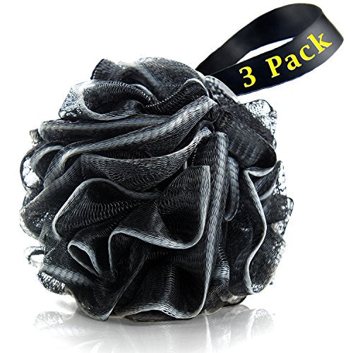 Bath Loofahs Sponge Shower Pouf Body Scrubber Mesh Pouf Bath Sponge 3 Pack