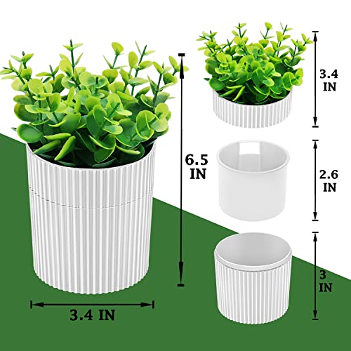 Denture Bath, Invisible Denture Case Designed As Artificial Eucalyptus Potted Plants, Denture Cup With Strainer For Retainer, Mouth Guard & Dentures, Perfect For Home Decoration…