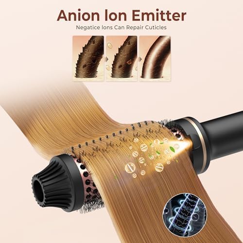 Thermal Brush,10 Temperatures LCD Display Upgrade to 400°F 1.5 in Heated Round Brush Curling Iron Heated Ceramic Tourmaline Ionic Comb 110-240V Volum