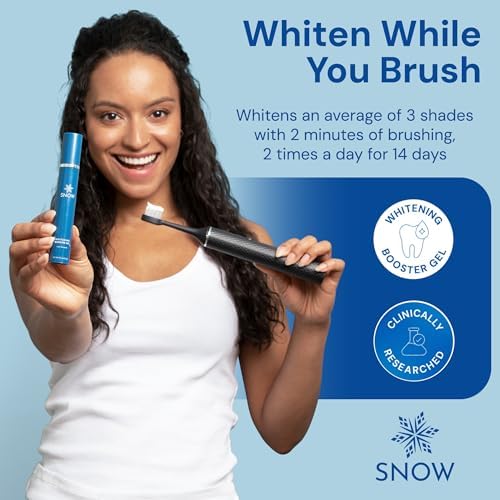 Snow Teeth Whitening Gel - Add to Toothpaste for a Whiter Smile - Vegan Hydrogen Peroxide Gel with Xylitol for Tooth Stain Removal and Brightening - 18g