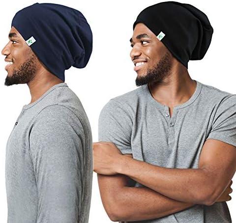 Sleep Cap-2Pcs Designed for Men with Natural Curly Wave Hair Satin Lined,Gifts for Boyfriend,Husband & Dad,