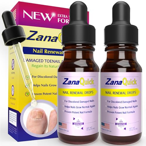 ZanaQuick Extra Strength Toenail & Fingernail Repair Drops - Nail Care Renewal for Thick, Damaged & Discolored Nails - 2 Pack