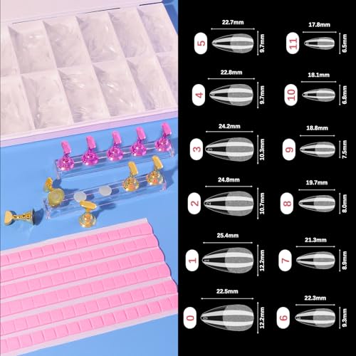 Nail Art Decoration Design Kit: Acrylic Brushes Tools Set with 600 Fake Nail Tips - Chrome Powder Nail Glue & Remover Nail Rhinestones Charms Gems - Press On Supplies Nail Stand Clipper Dotting Tool