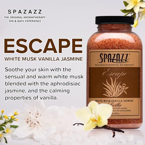 Spazazz SPZ-110 Escape Aromatherapy Crystals Container, 22-Ounce, White Musk Jasmine Vanilla Soothe