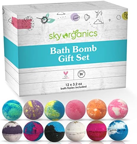 Sky Organics Bath Bomb Gift Set for Body to Soak, Nourish & Relax, 12 ct.