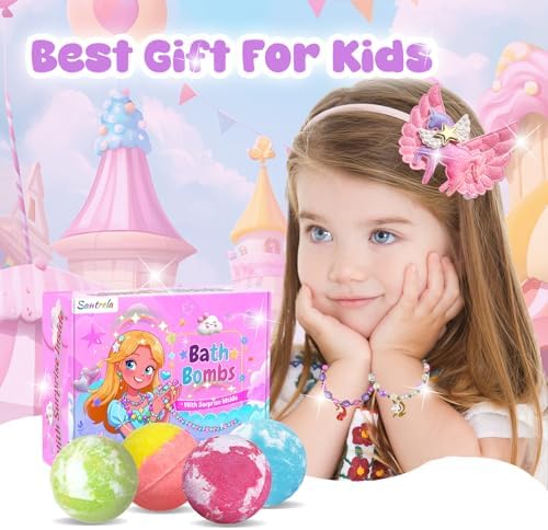 Bath Bombs for Kids Girls with Surprise Toys Inside, Unicorn Bath Bombs with Jewelry Toys Gifts for Girls 3 4 5 6 7 8 Years Old Birthday Christmas, Handmade Bubble Fizzies Bath Ball (Package May Vary)