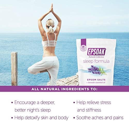 Epsoak Epsom Salt 5 lb. Magnesium Sulfate USP. (Qty. 1 x 5lb. Bag), Lavender Sleep Formula, Resealable Epsom Salt Bag, Made in The USA, Cruelty-Free Certified