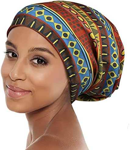 Sleep Cap Satin Bonnet Extra Large African Print Hair Wrap for Curly Hair, Locs Black Women