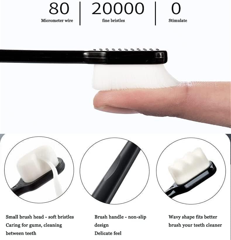 4Pack BREVI Nordic-Inspired Premium Nano Toothbrush, Wave Bristle, Ultra-fine Soft Toothbrush with 20000 Soft Bristles, for Sensitive Gums and Teeth