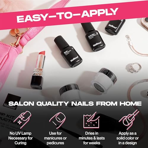 Nailboo Here's a Tip Premium Dip Nails Starter Kit, Nail Powder Dip Kit for DIY At Home Manicure, Includes Dipping Powder and Liquids, White