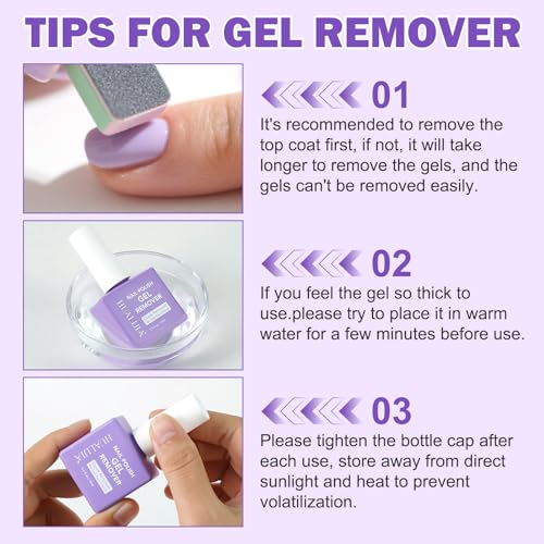 Gel Nail Polish Remover, 2 Pack Gel Polish Remover for Nails - Quickily and Easily Removes Gel Nail Polish at Home in 2-5 Mins - No Need for Foil, Soaking or Wrapping, 0.5 fl oz
