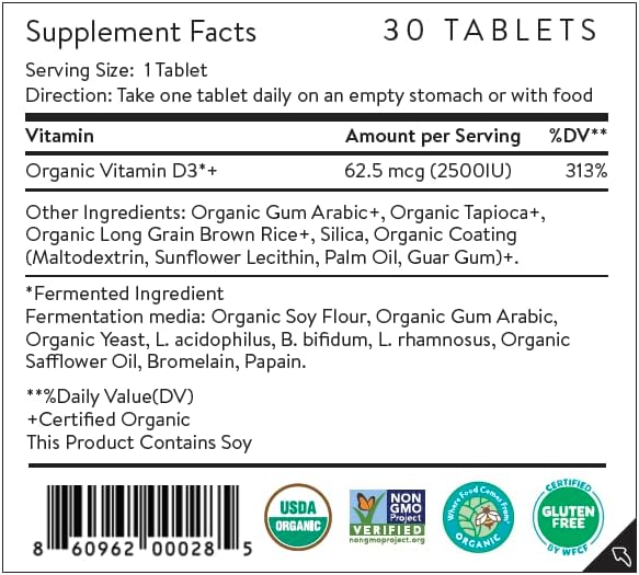 Movita Organic Vitamin D3 2500IU, Bottle Fermented Vitamin C 250mg Bottle