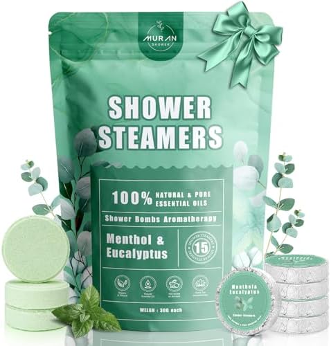 Shower Steamers Aromatherapy 15-Pack Shower Bombs Gifts for Wife, Organic Menthol & Eucalyptus for Shower Natural Essential Oil, Birthday Day Gifts for Wife Her Him Women Men Bath Stress Relief