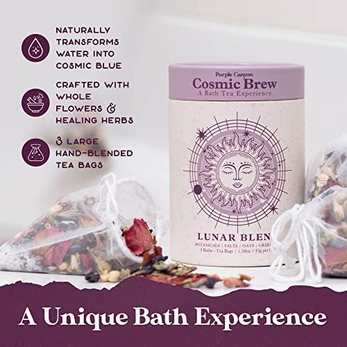 Lunar Blend Bath Tea by Purple Canyon | 3 Relaxing Bath Soaks with Lavender, Green Tea, Epsom Salt, and Essential Oils | Skin Care Gifts for Women