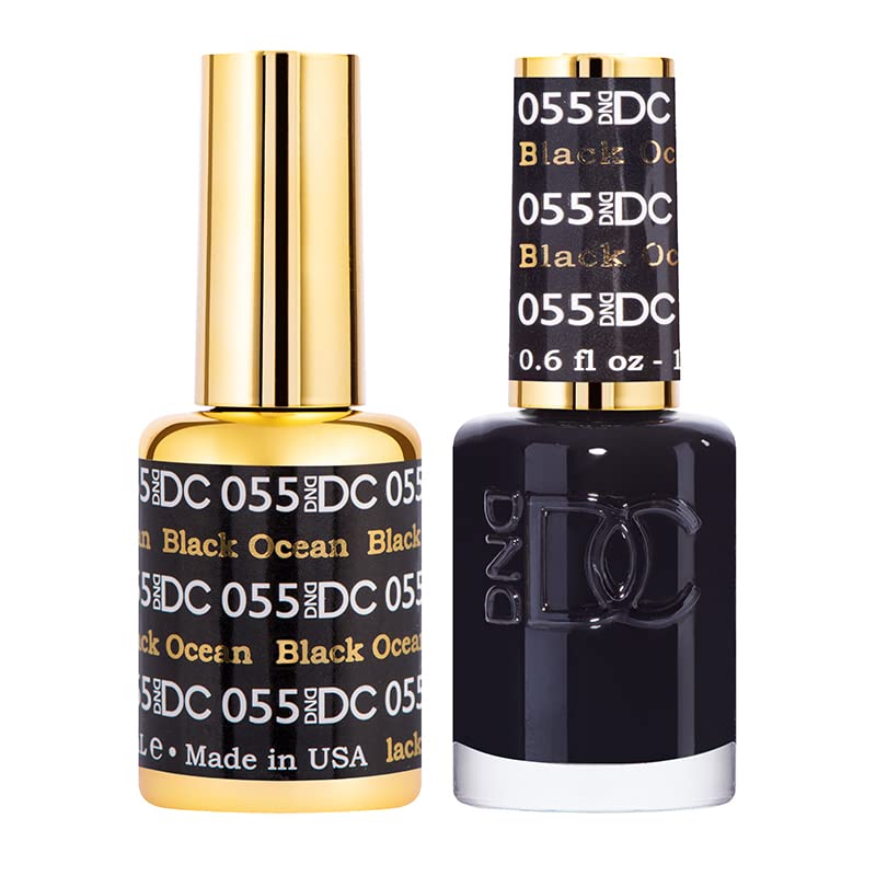 DND Gel Black Polish Set, UV/LED GelPolish and Air Dry Nail Lacquer, Matching Chip-Free Polish Duo, 0.5 Fl Oz Each