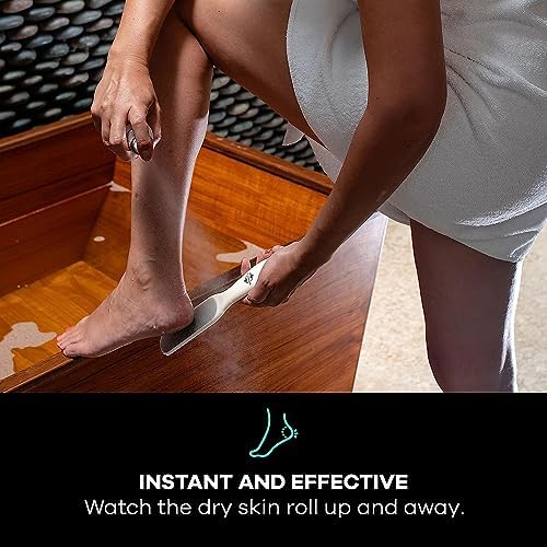 Dermasuri Callus Remover Foot Scrub - Exfoliating Feet Spray-on Formula and Reusable Deluxe Sole File - Dead Skin Remover, Callus Rasp, Scrubber, Peel & Soften Cracked Heels - Deluxe Pedicure Spa Kit