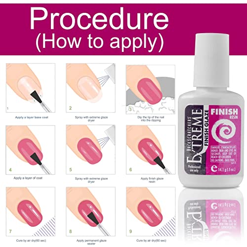 BACKSCRATCHERS Extreme Glaze - Coat Nails Resin For Acrylic Dipping Powder - Quick Dry Artificial Nail Tips Adhesive (Finish Glaze)