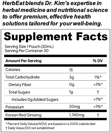 Korean Red Ginseng Prime Extract with 11mg Ginsenosides - Boost Energy, Memory & Immunity, 6-Year-Old Ginseng Drink for Circulation & Skin -10 Pouches (30mL *10)