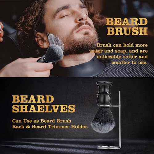 Fathers Day Gift Baskets, Birthday Gifts for Men Basket, Spa Gift Set for Him Beard Shaving Kit Men's Beard Kit Brush Men Face Care Perfume Spa Kit for Man with Beard Brush Rack,Gifts for Dad son