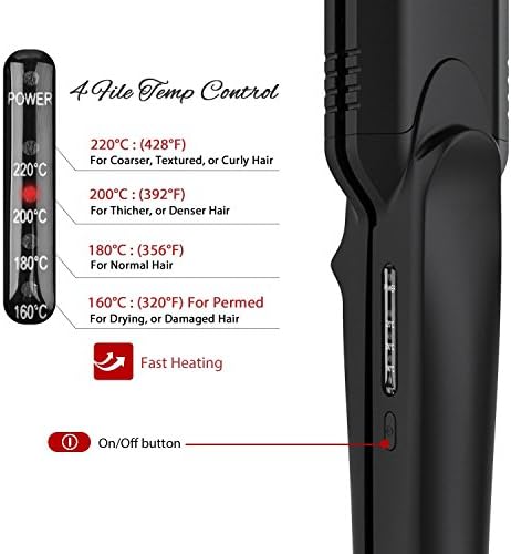 Pulla Hair Straightener and Crimper - 4 in 1 Tourmaline Ceramic Flat and Curling Iron for Hair Styling with Adjustable Temperature - Salon High Heat 320°F - 430°F for All Hair Types