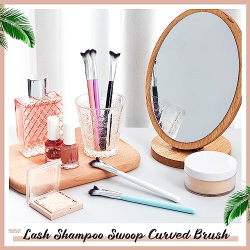 Mifoci 30 Pcs Curved Fluffy Lash Cleaning Brush Eyelash Extension Shampoo Brushes Swoop Eyelash Cleanser Brush Soft Makeup Removal Bath Tools for Home and Salon Use, 5 Colors