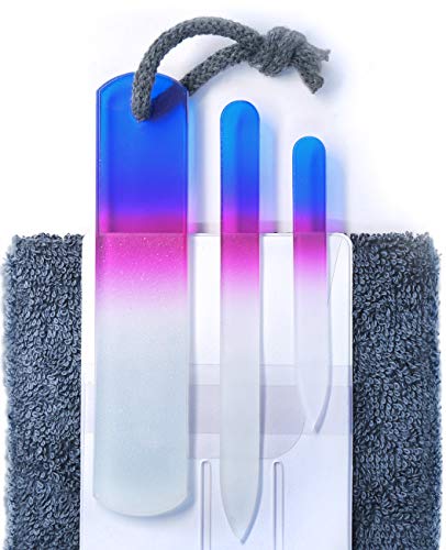 GLADZY Genuine Czech Glass Nail File Set - Callus Remover Foot Rasp, Double Sided Different Grit Surface, Professional Manicure and Pedicure Tools for Natural Nails, Nail Shaper, Ethically Made in EU