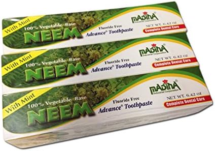 6 Tubes Madina Neem Toothpaste 100% Vegetable Base Flouride Free Advance Mint