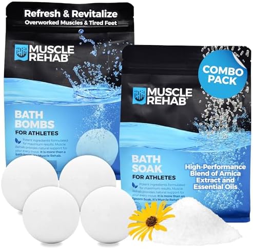 Magnesium Soaks for Sports Recovery Combo Pak- Arnica & Epsom Salt Bath Bombs & Magnesium Soak for Men -Women with Turmeric & Essential Oils -Muscle Pain Relief & Joint Soother - (2 pack)