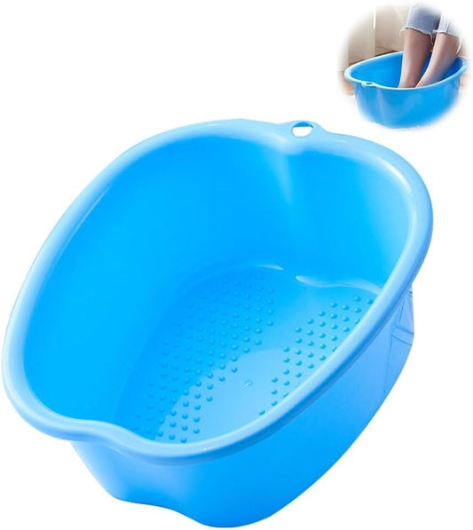 Foot Soaking Tub Large Size Foot Basin Sturdy Soaking Feet Bucket Massager Tub Exfoliation Callus Pedicure Foot Spa Bath Bucket for Women and Men (Blue)
