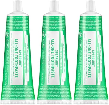 Dr. Bronner’s - All-One Toothpaste (Spearmint, 5 Ounce, 3-Pack)