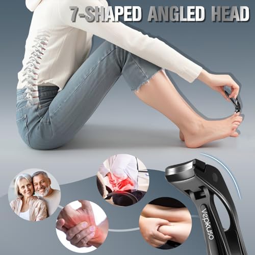 Toenail Clippers & Nail Clippers Set for Seniors - Heavy-Duty Long Handled Toenail Clippers for Thick Toenails, Men & Women | Hygienic Manicure Set with Nail Catcher & File (Black(AB))