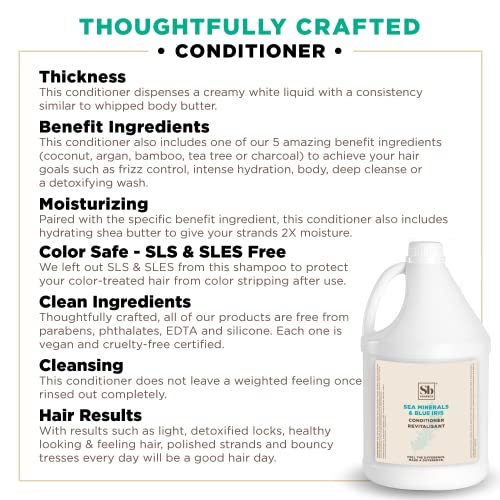 Soapbox Hair Conditioner, Sea Minerals & Blue Iris, Hydrating, Vegan, Color Safe, Sulfate Free & Silicone Free Conditioner Refill for Home & Professional Use - Gallon Size