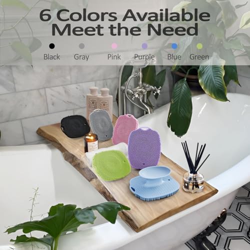 Soft Silicone Body Scrubber Gentle Like a Hand Exfoliating Your Skin and Build Up Lather Easily, Back Large Suction Cup Easy to Store, Long-Lasting & Deep Clean (Pink)