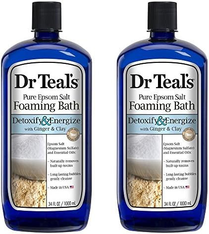 Dr. Teal's Ginger & Clay Foaming Bath Gift Set (2 Pack, 34oz Ea.) - Detoxify & Energize Ginger & Clay Blended with Pure Epsom Salt - Essential Oils Remove Toxins & Relieve Daily Stress