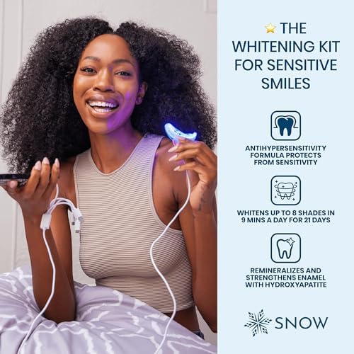 Snow Teeth Whitening Kit - Snow Teeth Whitening Serum and LED Mouthpiece Whitener, Formulated with Hydroxyapatite, Good for 6 Months - Wired Kit with 3 Wands