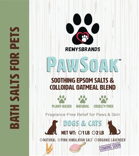 PawSoak Bath Salts for Pets - Epsom Salts & Colloidal Oatmeal Blend - Reduces Excessive Paw Licking & Chewing - Soothing & Cleansing for Dogs & Cats