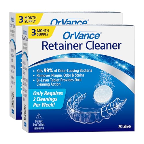 Retainer Cleaner Tablets (6 Month Supply) | Only 2 Cleanings Per Week Required | Removes Odors, Stains, Plaque for Invisalign, Mouth/Night Guards, and Removable Orthodontic Appliances