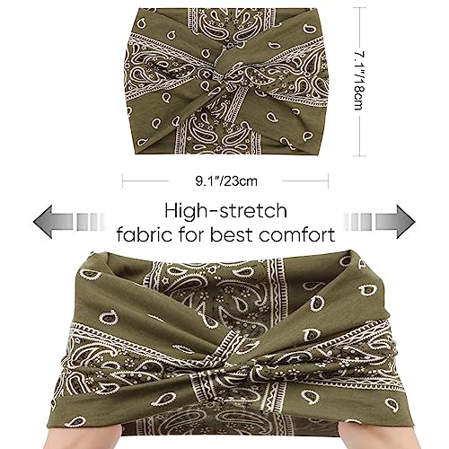 Extra Wide Headbands for Women Large Turban Headband Non Slip Boho Elastic Hairband Hair Twisted Knot Head Bands Accessories