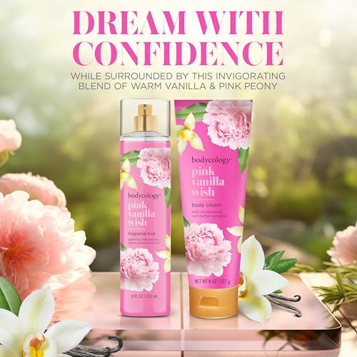 Bodycology Long-Lasting Fragrance Body Mist, Pink Vanilla Wish, 8 fl oz (Pack of 2)
