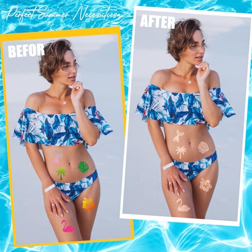 Tanning Stickers for Body, 500Pcs Hawaiian Self Adhesive Removable Tanning Sunbathing Stickers for Woman Kids Summer Beach Face Body Accessories