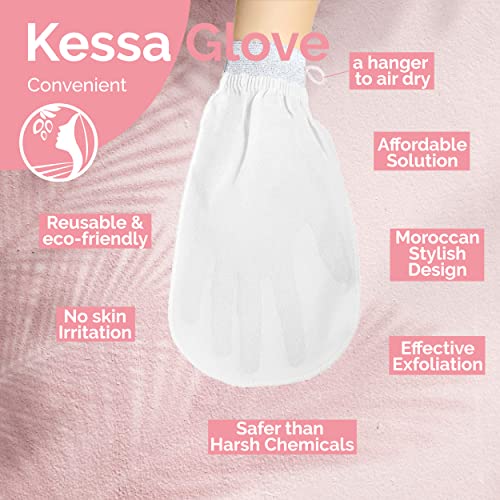Fatima's Garden Exfoliating Kessa Gloves - Natural Spa Scrubbers, Black (3 Gloves)