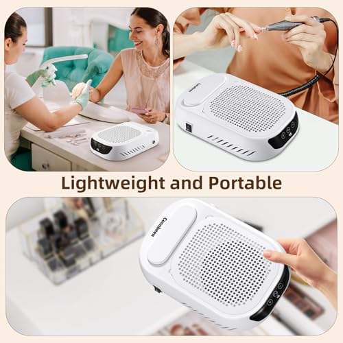 Nail Dust Collector: Vacuum Fan Dust Collector Powerful Suction Extractor Portable Machine - Professional Manicure Pedicure Tool with Reusable Filter for Acrylic Nail Art Salon and Home