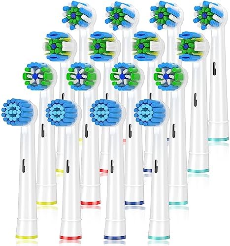Replacement Toothbrush Heads Compatible with Braun Oral b 7000/Pro 1000/9600/ 5000/3000/8000/ and Smart Electric Toothbrush, 16 Pcs (White)