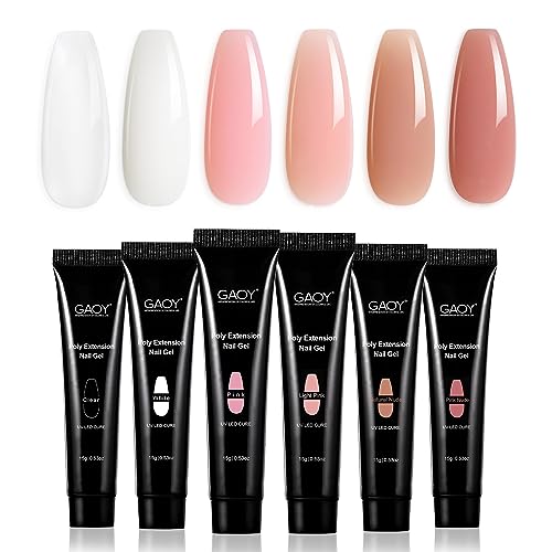 GAOY Poly Gel Set, Nail Extension Gel, 6 Colors Nude Pink Builder Nail Enhancement for Beginner & Professional Salon DIY