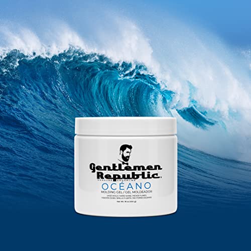 Gentlemen Republic Oceano Men's Hair Gel 16oz - Strong Touchable Hold and High Shine Styling Gel for Hair, 100% Alcohol-Free Professional Formula with Fresh Scent, Mens Hair Product Made in USA